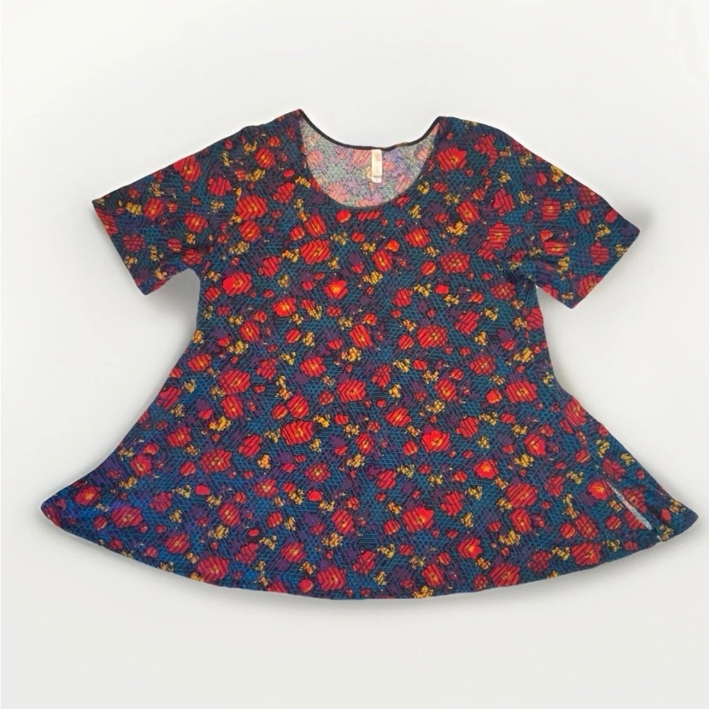 LuLaRoe Perfect T Tunic Top Black Purple Red Yellow Turquoise Size 2XL